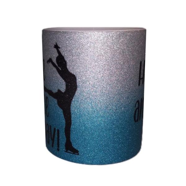 Tasse Glitzer blau Eiskunstlauf